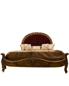 Κρεβάτι με γιρλάντα λουλουδιών Baroque επενδυμένο με φύλλο χρυσού πατίνα και μπορντό βελούδο