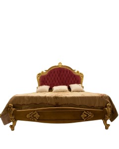 Κρεβάτι Baroque με φύλλο χρυσού πατίνα και μπορντό βελούδο