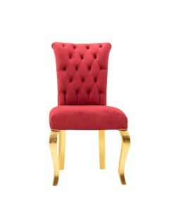 Κλασική Καρέκλα τραπεζαρίας από μασίφ οξυά φύλλο χρυσού και καπιτονέ αδιάβροχο αλέκιαστο βελούδο σε μπορντό χρώμα
